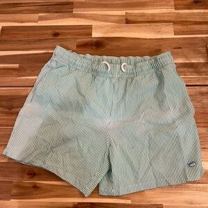 Southern Tide Green and White Seersucker Swim Trunks